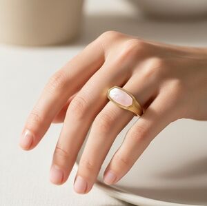 Kendra Scott Mel Mother-of-pearl Ring Brushed Gold Plated Pale Pink sz 8